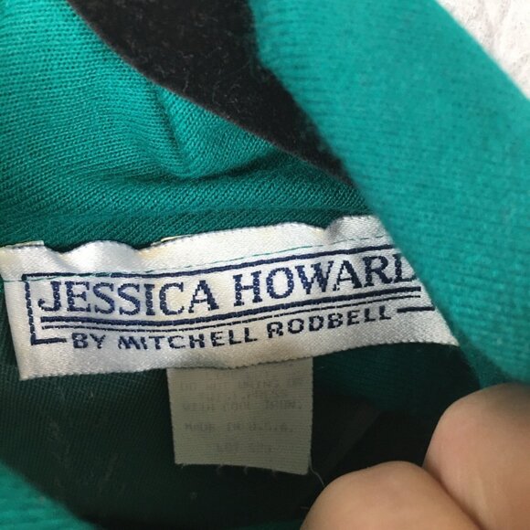 Vintage Jessica Howard By Mitchell Robbell Dress Womens 10 Green Belted Maxi 80s - Picture 8 of 16